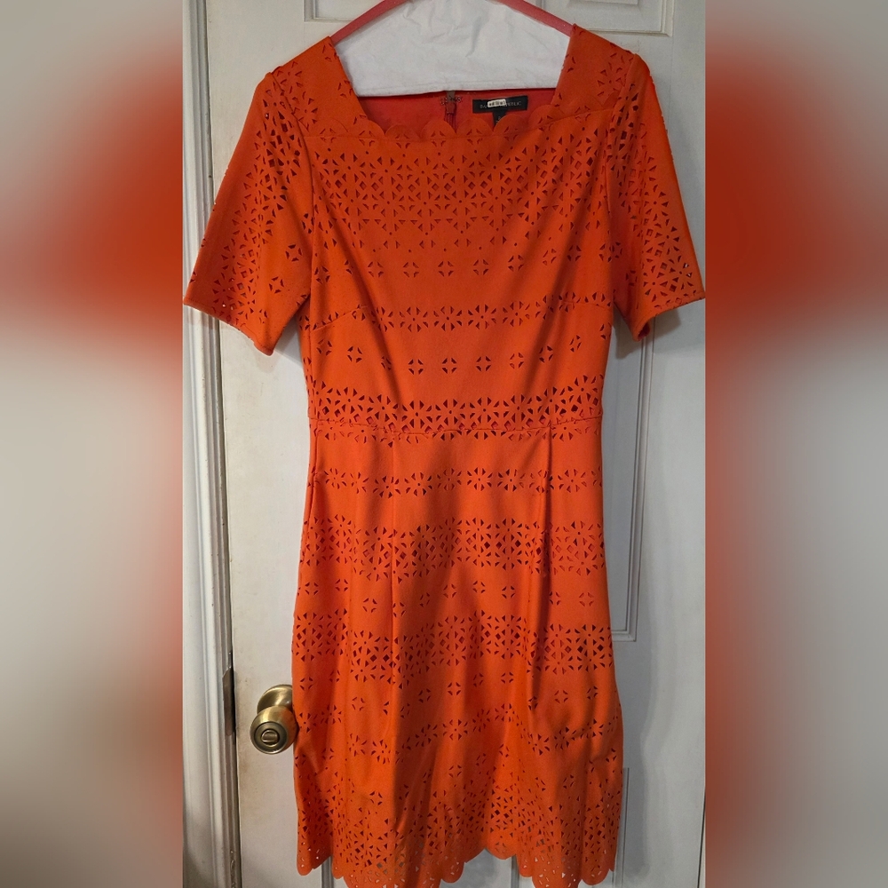 Banana Republic Bright Orange Lace Midi Dress